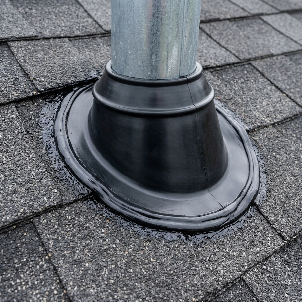 Waterproofed parapet wall flashing after repair